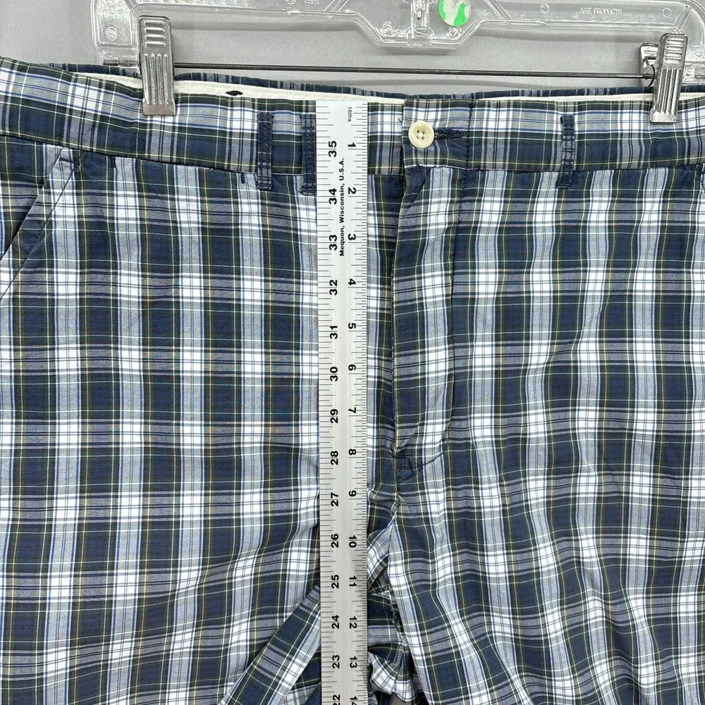 Vintage Polo Ralph Lauren Shorts Mens 34 Plaid Navy Blue Green Tartan 10